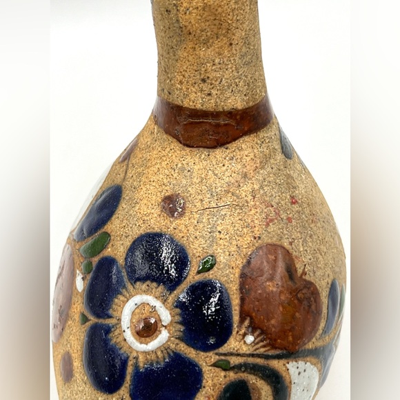 Tonala Pottery Mexican Folk Art Hand Painted Bird Figurine Floral Design 5x3x4" - Picture 10 of 10